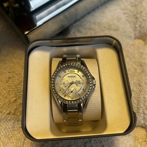 Fossil Silver Watch with Sparkling Bezel
